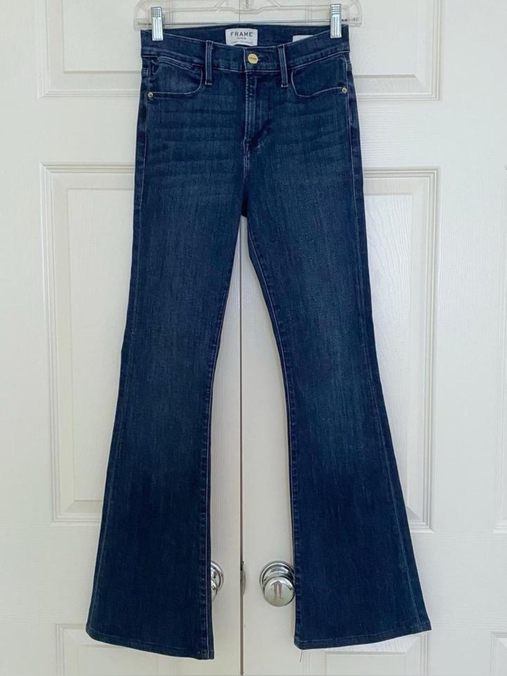 FRAME Le High Flare Jeans Naples Blue Dark Wash size 25